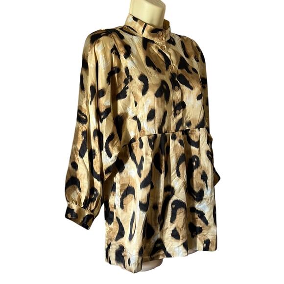 Ninety Silky Animal Print Tunic Blouse Woman Size Medium Y2K - Picture 2 of 10